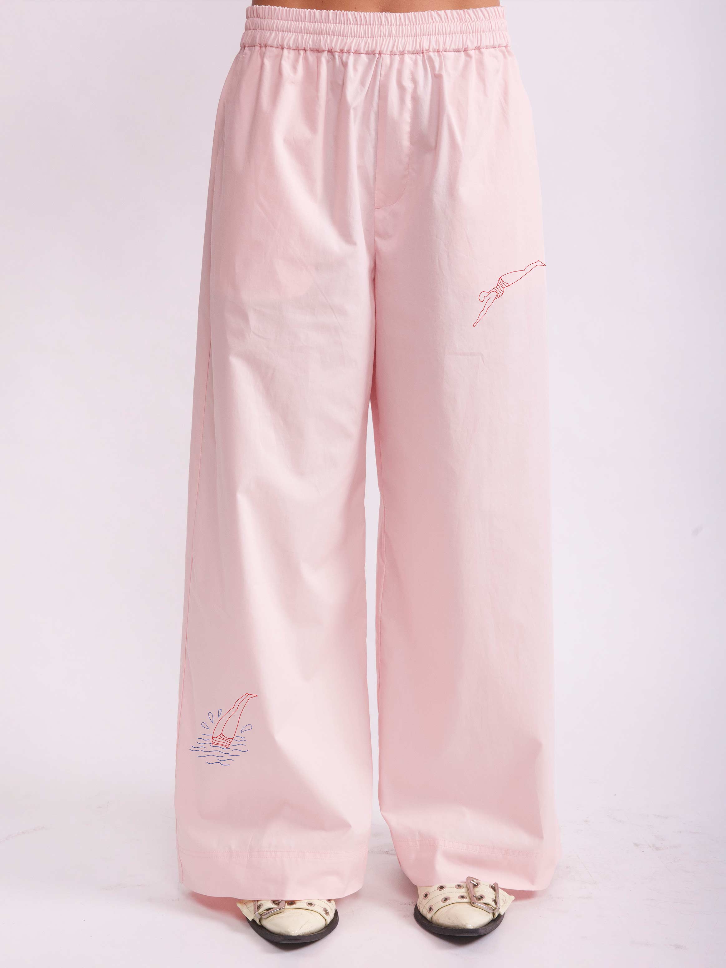 WAI KEI◆Dolphin embroidery stripe banding pants Rainbow Stripe Double Knee Work Pants – KeithKelly