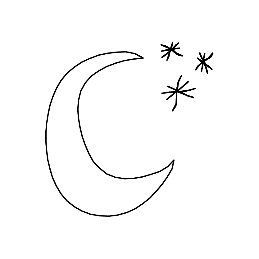 Moon and stars