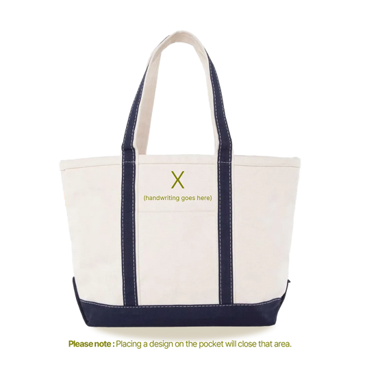 Navy Handwriting Tote - Custom - Customer's Product with price 105.00 ID wczsrzgGYkCIKiZpex7-GK7i